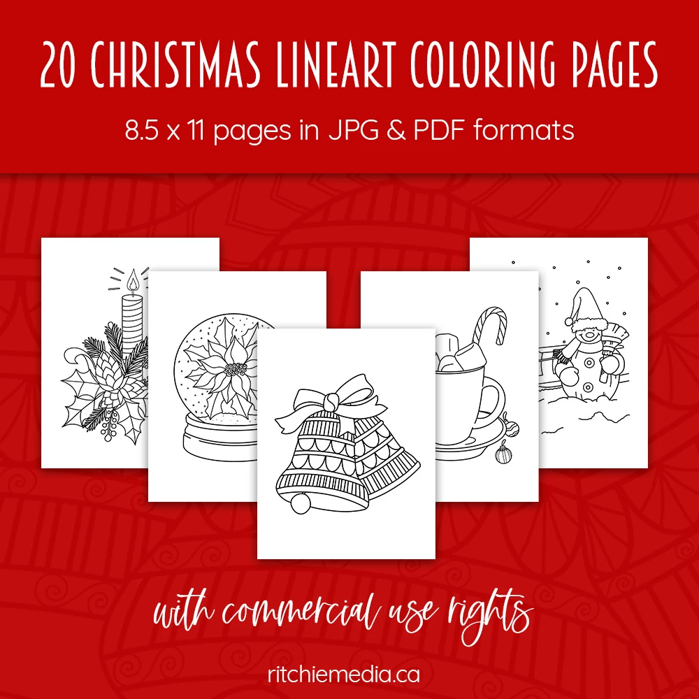 20 christmas lineart pages promo image copy 20 christmas lineart pages promo image copy